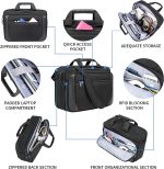 EMPSIGN Laptop Case Briefcase, 17.3 Inch Laptop Bag Expandable Messenger Bag for Men & Women Water Repellent, RFID Blocking Shoulder Bag Canvas Bag for Work, Business Commute Travel School-Black - Image 4